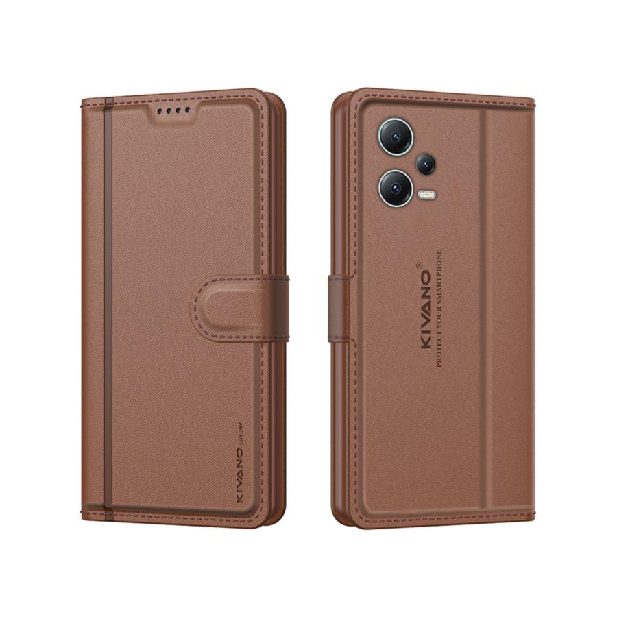 Leather Wallet Case for Xiaomi Redmi Note 12 5G / Poco X5 5G ?Stylish Flip Folio Cover with Card Holder, Stand,-KIVANO LUXE - Aibex
